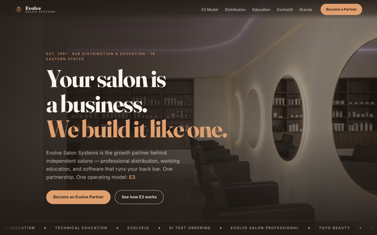 Evolve Salon Systems homepage