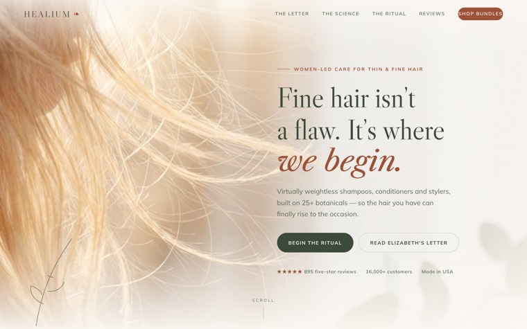 Healium Hair homepage