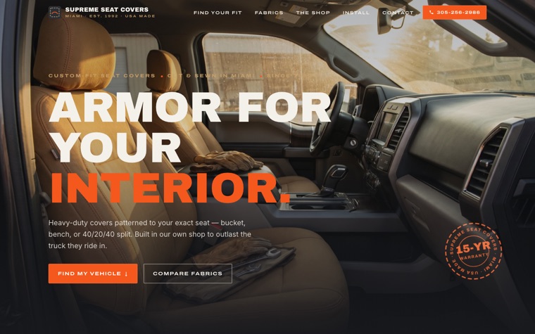 Supreme Seat Covers homepage